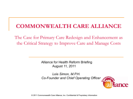 Simon Presentation - Alliance for Health Reform