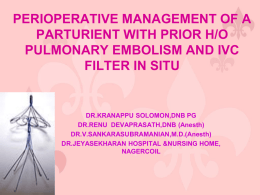perioperative management of a parturient with prior h/o pulmonary