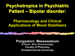 Psychotropics in Psychiatric Patient – Bipolar disorders
