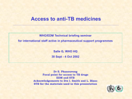 Access to anti-TB drugs - WHO archives