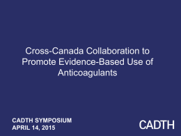 Cross-Canada Collaboration to Promote Evidence-Based