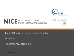 Slides – Overview NICE - International Decision Support Initiative