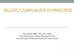 Clinical Budgets and Billing Compliance in Clinical Trials
