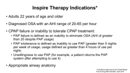 Inspire Therapy Indications*