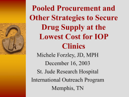 Pooled Procurement and other strategies to secure drug supply at