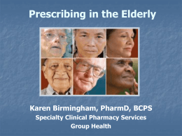 Prescribing in the Elderly - Benton Franklin County Medical Society