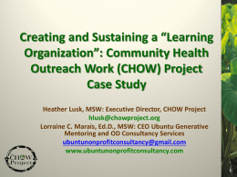 “Learning Organization:” Community Health Outreach Work (CHOW)