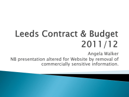 TADS Presentation - Contract and Budget (AW 14/12/11)