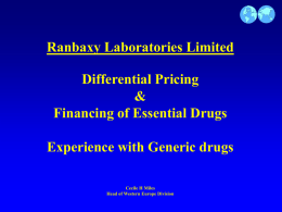 Experience with Generic Drugs