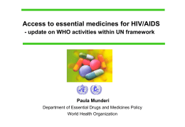 Access to essential medicines for HIV/AIDS - WHO archives