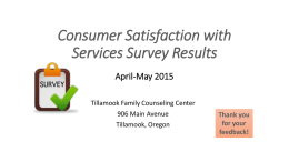 Consumer Satisfaction with Services Survey Results April