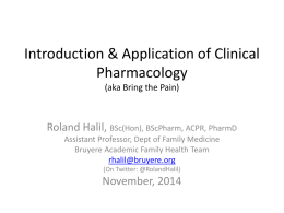Introduction and Application of Clinical Pharmacology
