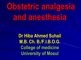 Obstetric analgesia and anesthesia