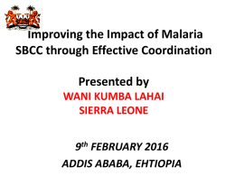 Epidemiology of malaria in Sierra Leone