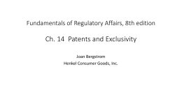 Ch. 14 Patents and Exclusivity