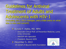 Guidelines for Antiviral Treatment of HIV