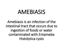 Amebiasis Amebiasis is an infection of the intestinal