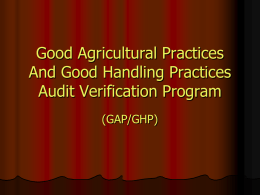 Good Agricultural Practices And Good Handling Practices Audit