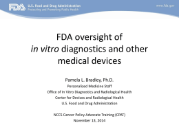 FDA oversight of in vitro diagnostics