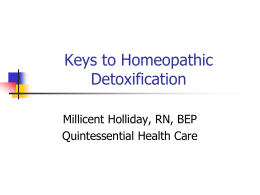 Key`s to Homeopathic Detoxification.