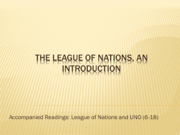 The league of nations, an Introduction