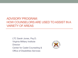 Advisory Program: How Counselors are Used to Assist in a Variety