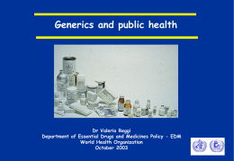 Generics and public health - WHO archives