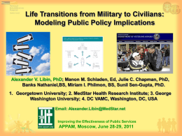 Life Transitions from Military to Civilians Modeling Public Policy