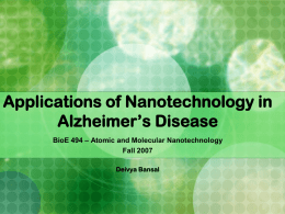 Applications of Nanotechnology in Alzheimer`s Disease