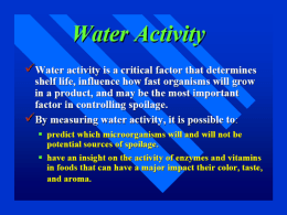 Water activity in food