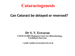 Cataractogenesis Can Cataract be delayed or