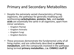 Secondary Metabolites and Building Blocks
