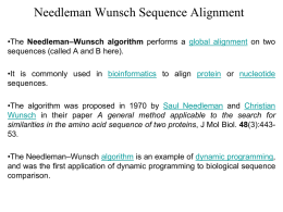 Needleman Wunsch Algorithm for Sequence Alignment in