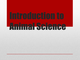 Animal Science - AGR 102