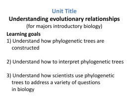 understanding evolutionary relationships, west coast 2013