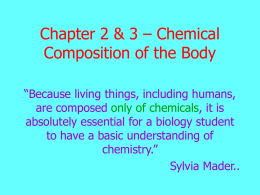 Chapter 2&3 Chemical Composition of the Body of the Body