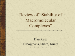 Review of “Stability of Macromolecular Complexes”