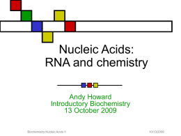 Nucleic Acids: RNA and chemistry