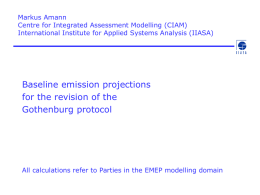 Baseline emission projections for the revision of the