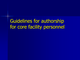 Guidelines for authorship for core facility personnel
