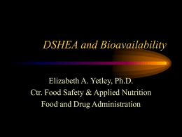 DSHEA and Bioavailability