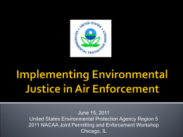 Implementing Environmental Justice in air Enforcement