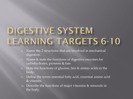 Digestive System Learning Targets 6-10