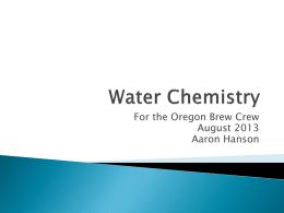 Water Chemistry - Oregon Brew Crew