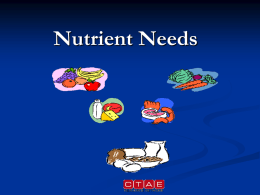 Nutrient Needs - Dublin City Schools