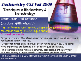 Biochemistry 455 - School of Life Sciences