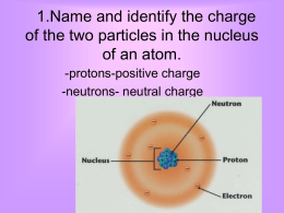 Name and identify the charge of the two particles in