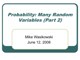 Probability: Many Random Variables (Part 2)