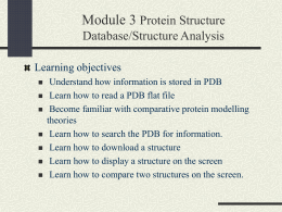 Protein Stucture Database/Structure Analysis