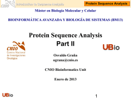 Introduction to Sequence Analysis Protein